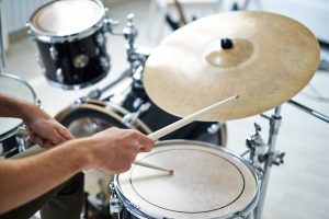 Playing drums